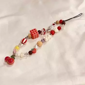 Брелок с подвеской в виде сердца с мишкой-вишней, брелок для телефона с мишкой-вишней, брелок для телефона, подвеска, украшение для кошелька