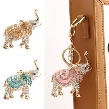 Брелок с подвеской в виде слона, сверкающие стразы, инкрустированный автомобильный брелок, рюкзак, сумка, подвесной брелок синий