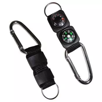 Брелок с пряжкой для выживания, кемпинга, пешего туризма, термометра, карабина, крючки-защелки