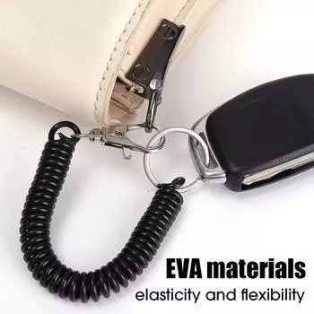 Брелок с пружиной, креативный, выдвижной, эластичный, веревочный, анти-потеряшка, мужской и женский браслет, цепочка, кольцо, студенческая сумка, пара, кулон чёрный