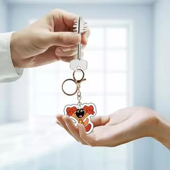 Брелок с улыбающимся мультяшным животным, акриловый брелок с улыбающимся животным, сумка-рюкзак, ключ фиолетовый