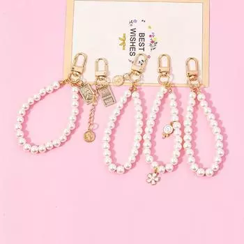 Брелок с жемчугом в стиле ретро: Современный простой подвесной сплав в стиле ароматизатора для сумок и телефонов