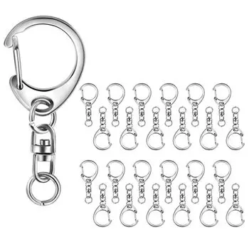 Брелок Samcos, металлические детали с вращающимся кольцом, аксессуары для ключей ручной работы, принадлежности для рукоделия, серебряный набор из 30 шт.