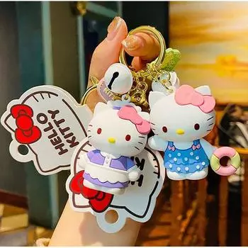 Брелок Sanrio 8 видов Hello Kitty брелок для ключей сумка украшение подарок дружба, школьная форма котенок, 1 шт., популярный персонаж в Корее