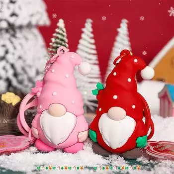 Брелок Санта-Клаус из мультфильма Подвеска для ключей в виде автомобиля Брелок для рюкзака Haingings Украшения Аксессуары Подарки розовый