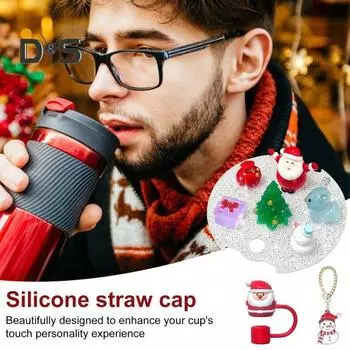 Брелок-снеговик, силиконовый чехол-соломинка для крышки стакана объемом 40 унций, праздничные подвески, светящиеся в темноте, кружка-шарм в виде Санты, подарок Sets