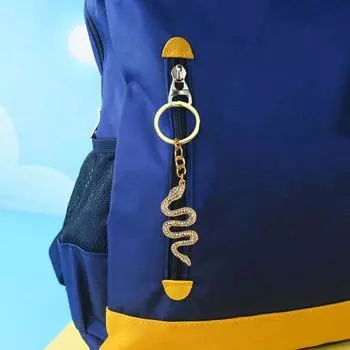 Брелок со стразами в виде змеи, готический сплав, брелок, ювелирный аксессуар, автомобильный брелок, украшение для сумки, рюкзака, телефона золотистый
