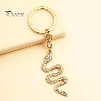 Брелок со стразами в виде змеи, готический сплав, брелок, ювелирный аксессуар, автомобильный брелок, украшение для сумки, рюкзака, телефона золотистый