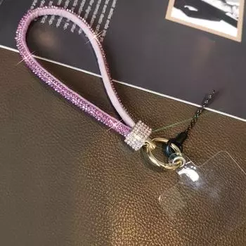 Брелок Стразы Шнурок для телефона Блинг-блинг Подвесной шнур Блестящие ремешки на запястье Аксессуары для телефона фиолетовый