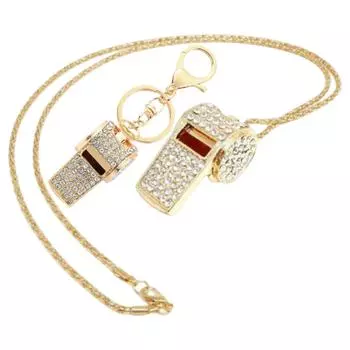 Брелок-свисток из цинкового сплава Стильный набор брелока и ожерелья ОсобенностиСверкающие стразы Многоцветный вариант для женщин золотой
