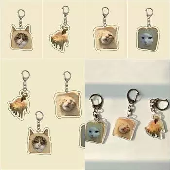 Брелок Toast Cat Fun Toast Cat, акриловая подвеска с мультяшным животным котом, подвеска в виде школьного портфеля