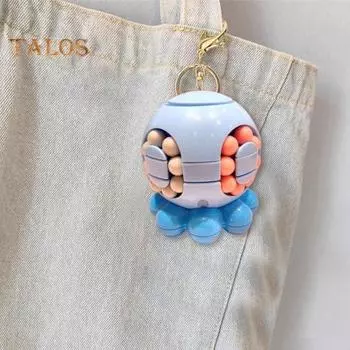 Брелок в форме осьминога для детей и взрослых, игрушка для снятия стресса, разноцветные бобы, дорожки, сумка, брелок, забавная сенсорная игрушка розовый