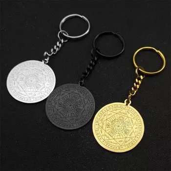 Брелок в форме семи ангелов из нержавеющей стали с пентаграммой gold