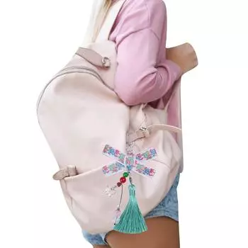 Брелок в китайском стиле с бантом, кулон с кисточками, уникальные банты, брелок из бисера, женская сумка, аксессуар для любителей моды розовый