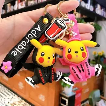 Брелок в стиле аниме, милый силиконовый брелок для ключей, брелок для ключей от машины, брелок для ключей, детская игрушка для женщин и мужчин, подарок чёрный