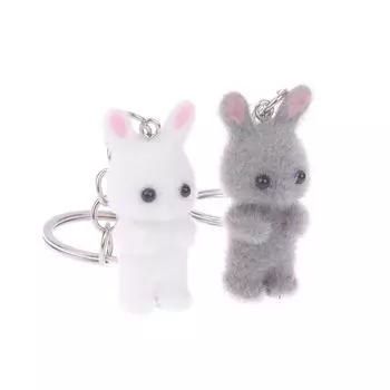 Брелок в виде 3D-мультяшного кролика, милый брелок в виде кролика, брелок для сумки, кулон на рюкзак, подвески, автомобильный декор, аксессуары для самостоятельного изготовления, подарок White Keychain Style