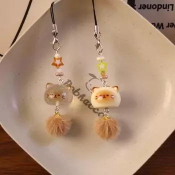 Брелок в виде ананасовой булочки, милый брелок в виде животного, кролик, печенье, милый брелок в виде животного, рюкзак с ключами Style 1