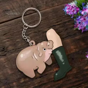 Брелок в виде бегемота, брелок в виде бегемота для любителей бегемотов, акриловая подвеска для сумки на плечо, украшение для школьного ранца, держатель для ключей в виде животного A
