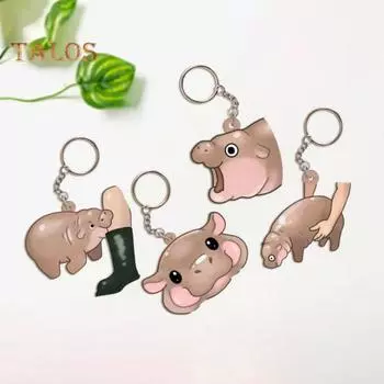 Брелок в виде бегемота, брелок в виде бегемота для любителей бегемотов, акриловая подвеска для сумки на плечо, украшение для школьного ранца, держатель для ключей в виде животного A