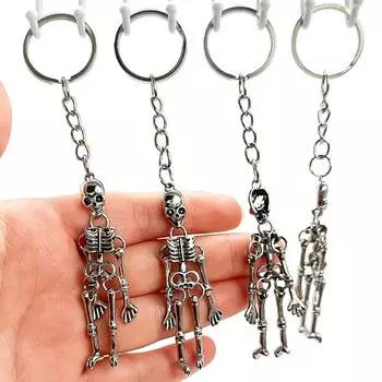 Брелок в виде черепа, панк, многосоставной брелок в виде скелета, автомобильные подвески, готический кулон ужасов, украшение в виде головы призрака на Хэллоуин, подарок для пары