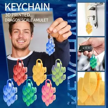Брелок в виде чешуи дракона, напечатанный на 3D-принтере, подарочный брелок с 3D-принтером One Size армия зеленый