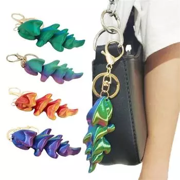 Брелок в виде дракона, напечатанный на 3D-принтере, брелок в виде дракона, брелок в виде дракона, подвижное соединение для питомца, украшение для домашнего стола руководителя, подарок для друзей One Size армия зеленый