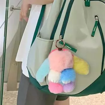 Брелок в виде кролика-помпона в жестяной коробке, милый кулон в виде кролика