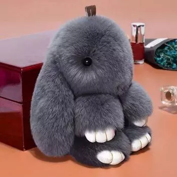 Брелок в виде кролика, пушистый мультяшный кролик, плюшевая кукла, сумка на плечо, школьная сумка, украшение, подвеска, искусственный мех, сумка, аксессуар для кошелька 10cm светло-серый