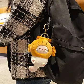 Брелок в виде куклы-кошки, плюшевый брелок, автомобильный брелок, сумка, кулон, мультяшный кот, наушники, кулон, сумка, аксессуары