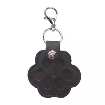 Брелок в виде лапки из искусственной кожи, сувенир с шерстью питомца, шарм в виде лапки, ключ чёрный