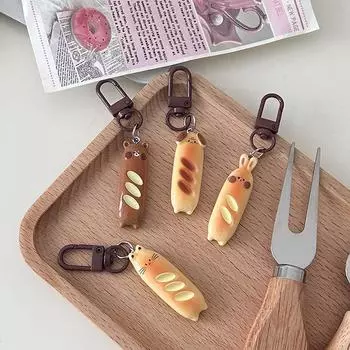 Брелок в виде медведя из хлеба, милый кулон в виде щенка из хлеба, сумка для кошки, подвесной брелок в виде котенка, кролика, собаки, декоративный брелок из смолы для рюкзака A4