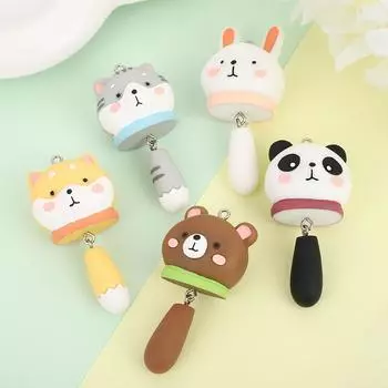 Брелок в виде милого животного из мультфильма «Медведь-панда-кошка», креативный трясущийся хвост, подвеска для автомобиля, сумка, детский брелок своими руками, аксессуары