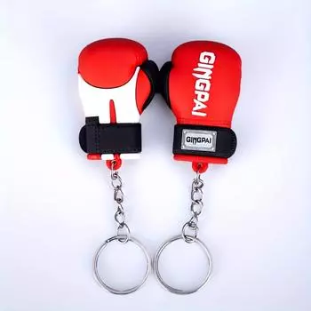 Брелок в виде мини-боксерской перчатки, резиновый полукруглый брелок в спортивном стиле, плавающий брелок с застежкой-петлей красный
