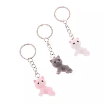 Брелок в виде мультяшного 3D-кота, лежащего на земле, милый лежащий котенок, брелок в виде животного, подвеска для рюкзака своими руками, подвески для автомобиля, сумка, декоративная игрушка, подарки Pink With Keychain