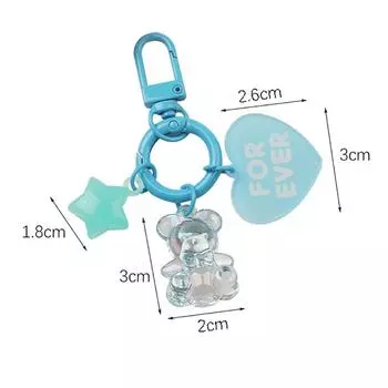 Брелок в виде мультяшного медведя, животного, звезды, для друга, симпатичная креативная сумка, автомобильная коробка для наушников, подвеска, аксессуары для ключей, сумка-подвеска синий