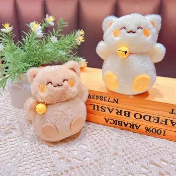 Брелок в виде мультяшного счастливого кота, симпатичная плюшевая подвеска в виде кота, кавайные куклы Maneki Neko для детей, девочек и мальчиков коричневый