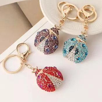 Брелок в виде насекомого в виде божьей коровки, милый подвесной кулон со стразами для женщин/мужчин красный