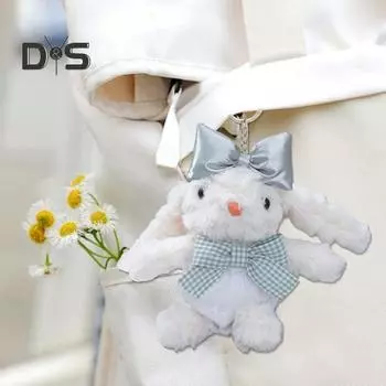 Брелок в виде плюшевого кролика для девочек и мальчиков, плюшевая кукла, подвеска, мини-кошелек в виде кролика, подарочный брелок для ключей, сумка, аксессуары синий