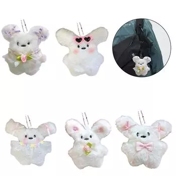 Брелок в виде плюшевого животного с бантом, мягкий брелок для сумки, подвеска, украшение для сумок, подвеска для женщин, модный аксессуар 5