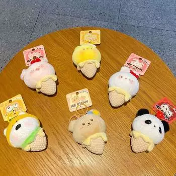 Брелок в виде плюшевой куклы в виде животного, симпатичный мультяшный плюшевый кулон, сумка, аксессуары, брелок в виде мороженого, подарки rabbit