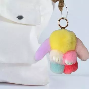 Брелок в виде помпона Yousheng Rabbit Pom в жестяной коробке, милый кулон в виде кролика для сумок, телефонов, ключей, мягкий плюшевый шарм, подарок для любителей моды