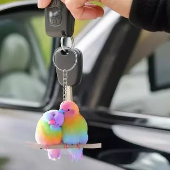 Брелок в виде попугая, милый брелок в виде неразлучников, рюкзак, брелок в виде сумки, подарочный кулон разноцветный