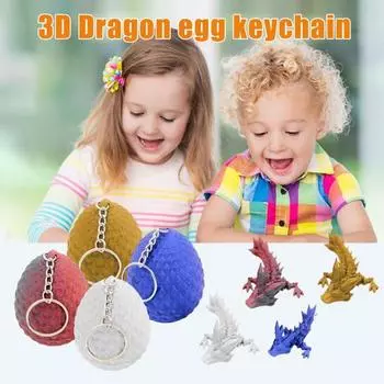 Брелок в виде яйца дракона, микро-брелок в виде яйца дракона, 3D-печатная цветная игрушка-дракон с шипами, коллекционный дракон синий
