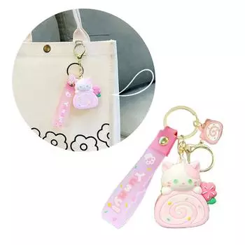 Брелок в виде рулета с котом из мультфильма, ювелирные изделия, шикарный кулон в виде кота в виде рулета с котом, брелки для телефона, брелок для ключей, подвеска для сумки, кошелька розовый