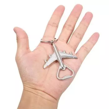 Брелок в виде самолета Металлический держатель для ключей в виде самолета Ювелирные изделия для мужчин Автомобильные брелки Подвеска унисекс Модная открывалка для бутылок Подарочные аксессуары серебряный