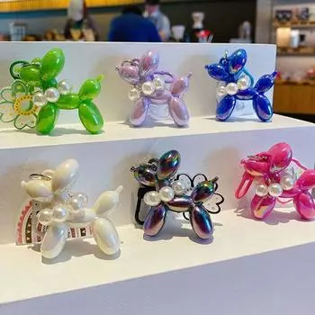 Брелок в виде шарика в виде собачки-желе Kawaii, милый кулон в виде тюльпана, брелок в виде щенка Kawaii для девочек фиолетовый