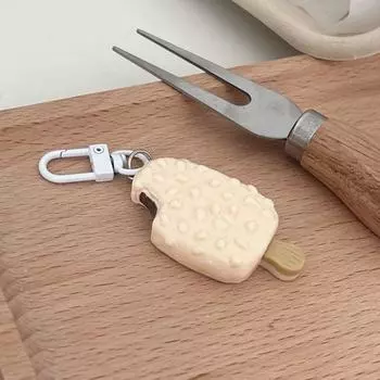 Брелок в виде шоколадного мороженого с подвеской на сумке, ювелирные аксессуары, брелок из смолы, подарок бежевый