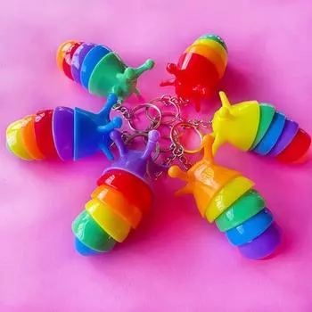 Брелок в виде улитки, снимающий стресс, мини-декомпрессионные игрушки, рюкзак, украшение, брелок в виде гусеницы темно-оранжевого