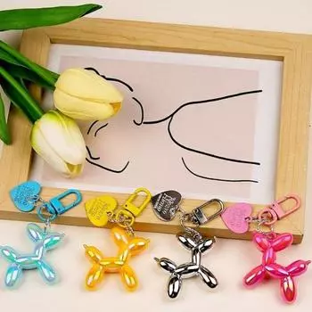 Брелок в виде воздушного шара в виде щенка в форме сердца, позолоченный брелок в виде воздушного шара в виде собаки, подвеска на сумку