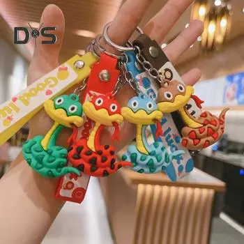 Брелок в виде змеи, подвеска «Год змеи», милый мультяшный зодиакальный талисман в виде змеи, подвесное украшение для рюкзака, подарок для всех возрастов розовый